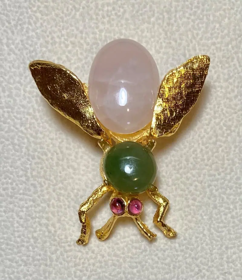 Bee Brooch — Rose Quartz, Jade, Amethyst (2)