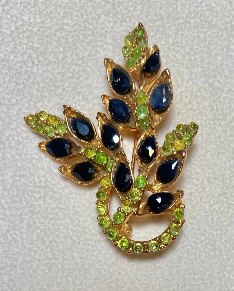 Swoboda Brooch — Sapphire, Peridot