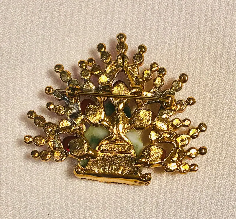 Buddha Brooch — Coral, Pearl, Carnelian and Jadeite Buddha (2)