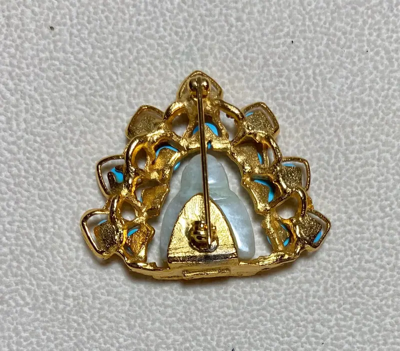 Buddha Brooch — Turquoise and Jadeite Buddha (2)
