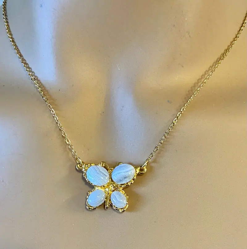 Butterfly Pendant — Lace Agate
