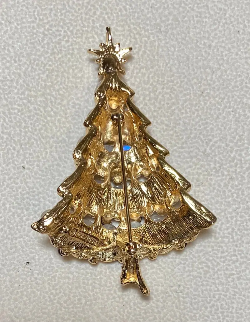 Christmas Tree Brooch — Rainbow Moonstone, Garnet, Ruby (2)