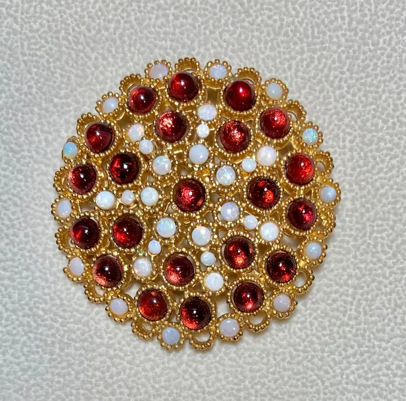 Cluster Brooch — Opal, Garnet