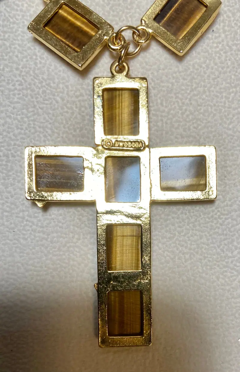 Cross Necklace — Tiger Eyes (4)