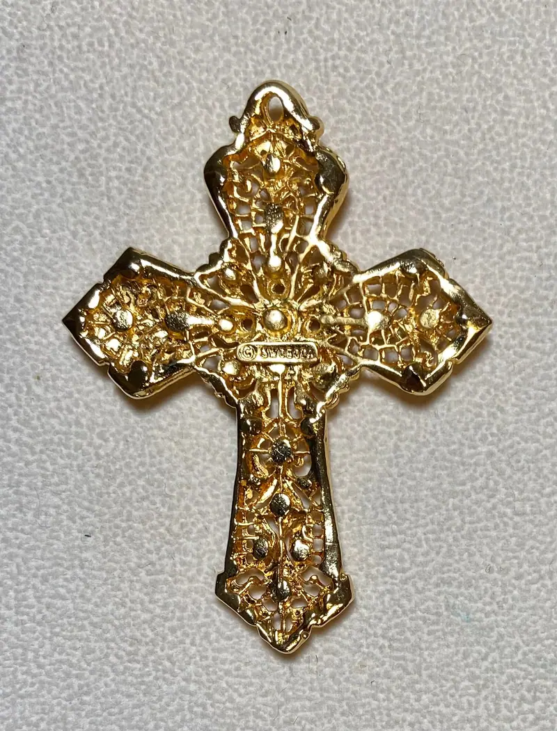 Cross Pendant — Coral, Garnet (2)