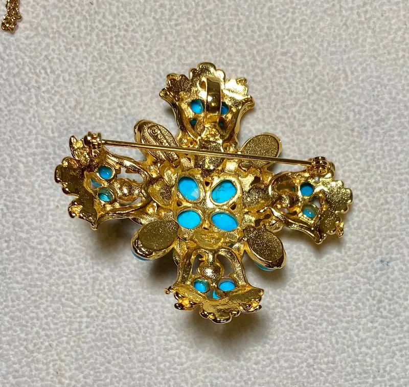 Cross Pendant — Turquoise, Pearl (3)