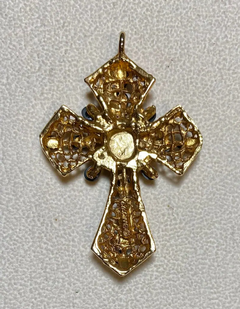 Cross Pendant — Opal and Black Onyx (2)
