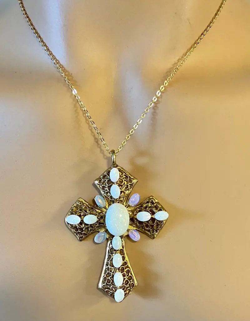 Cross Pendant — Australian Opal