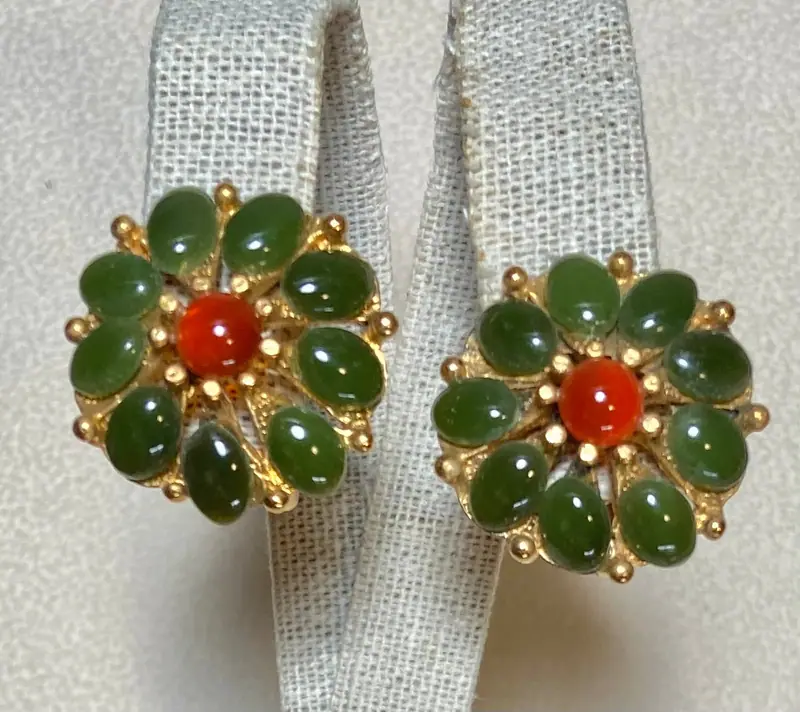 Swoboda Earrings — Jade, Carnelian