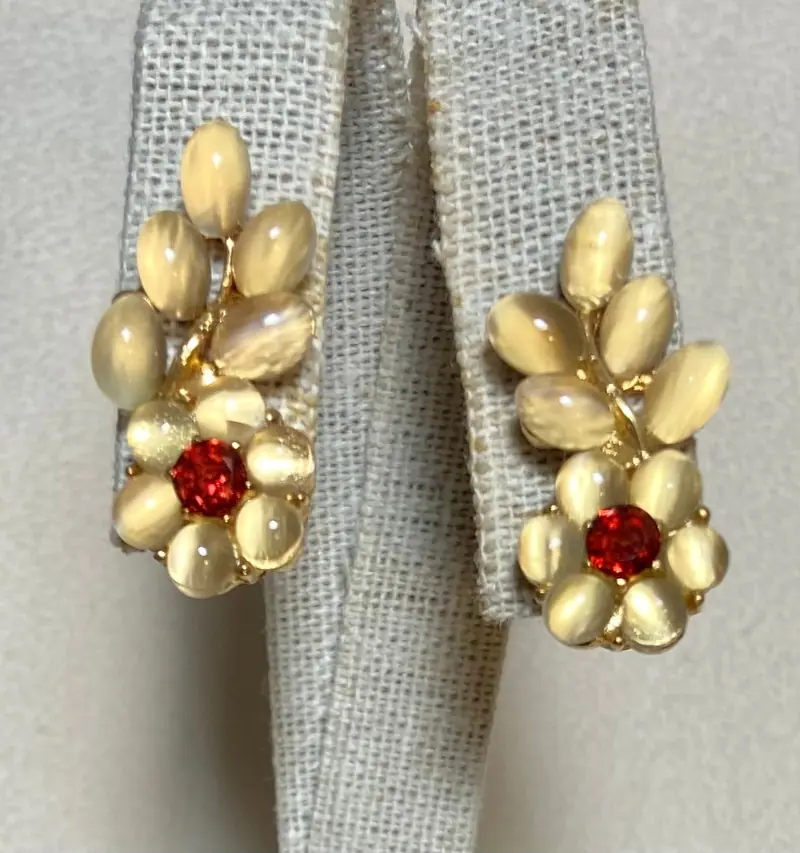 Swoboda Earrings — Moonstone, Garnet