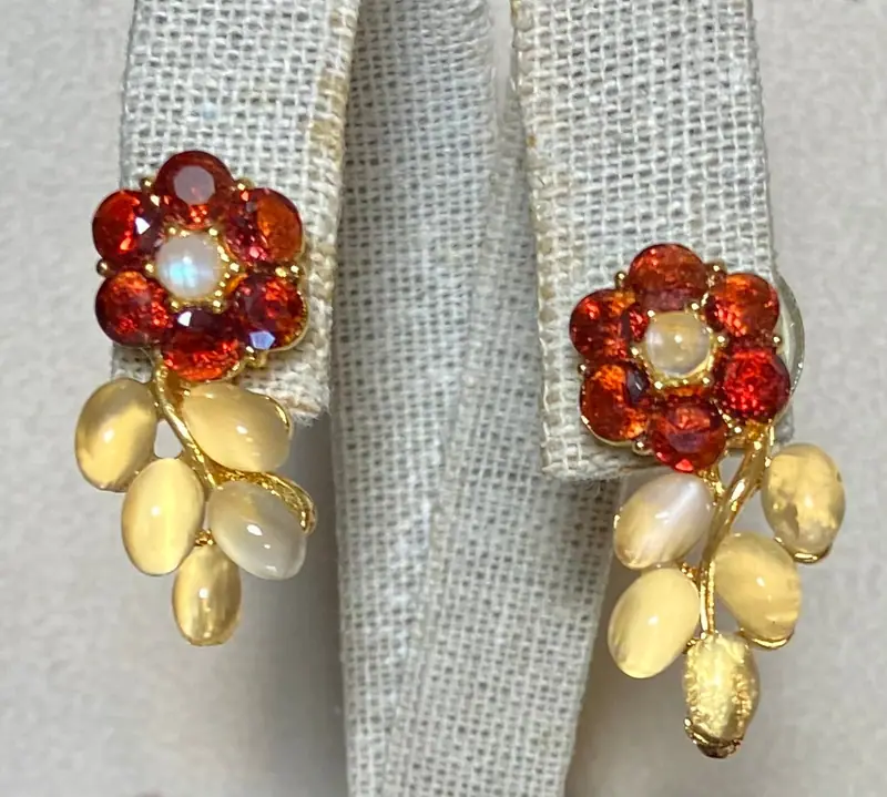 Swoboda Earrings — Moonstone, Garnet