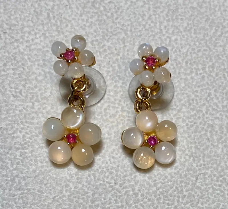 Swoboda Earrings — Moonstone, Garnet