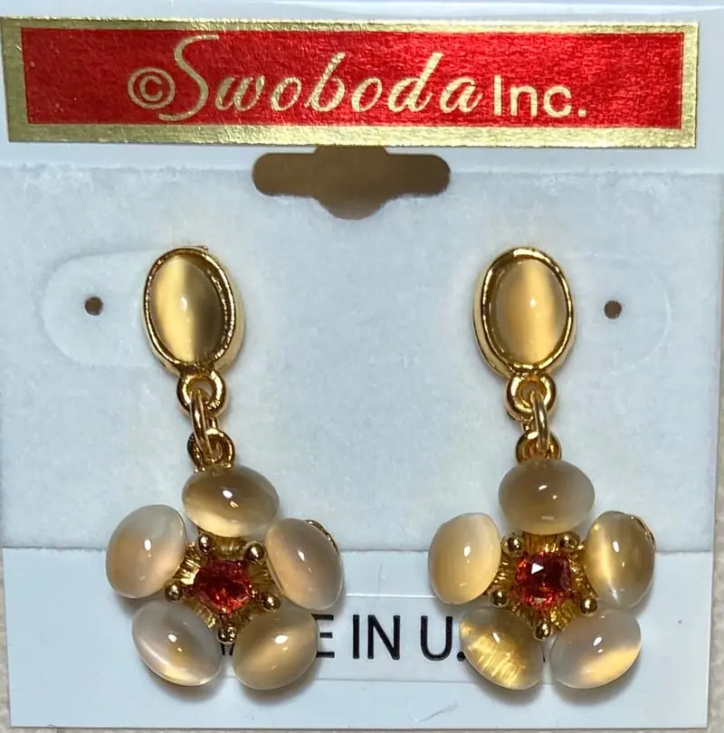 Swoboda Earrings — Moonstone, Garnet