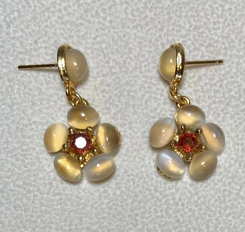 Swoboda Earrings — Moonstone, Garnet (2)