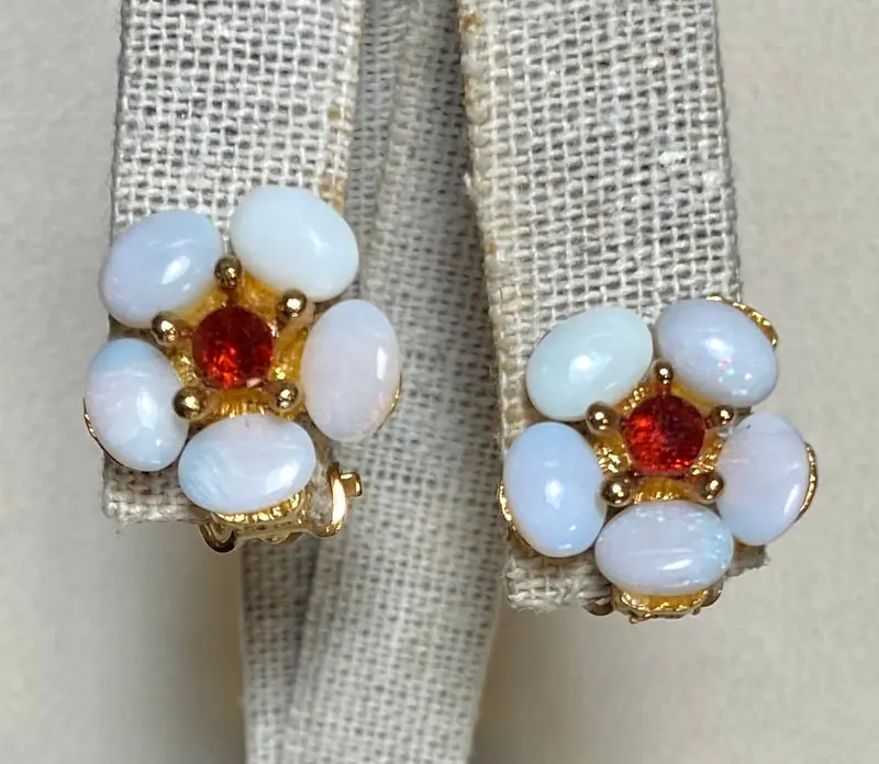 Swoboda Earrings — Opal, Garnet