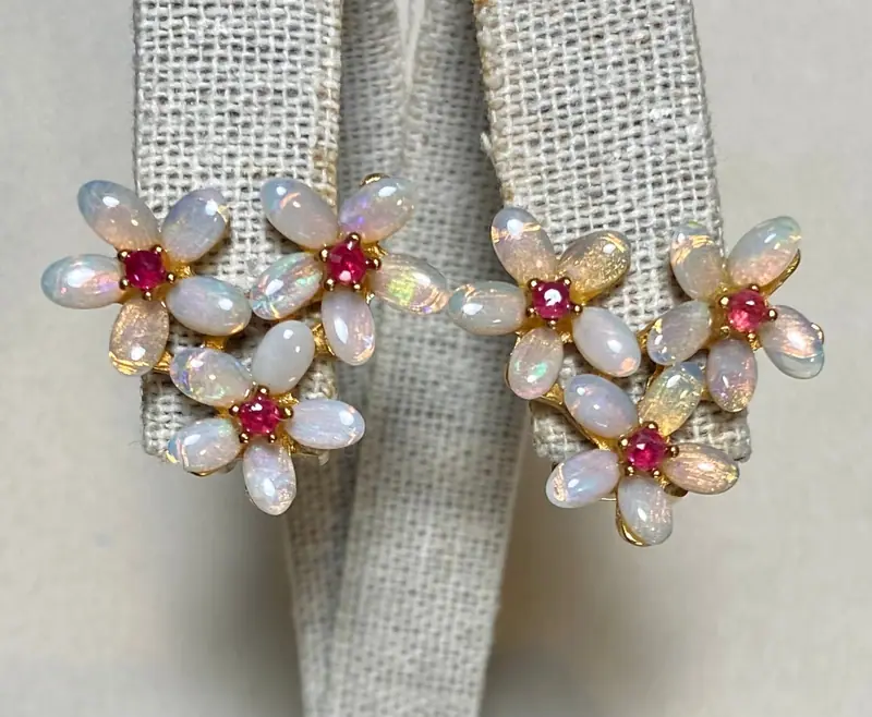 Swoboda Earrings — Opal, Ruby