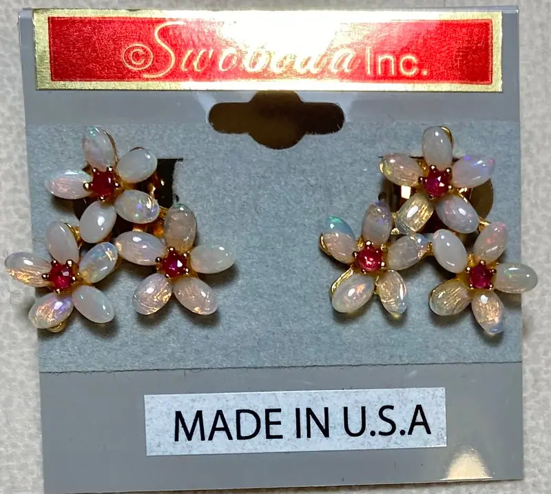 Swoboda Earrings — Opal, Ruby (2)
