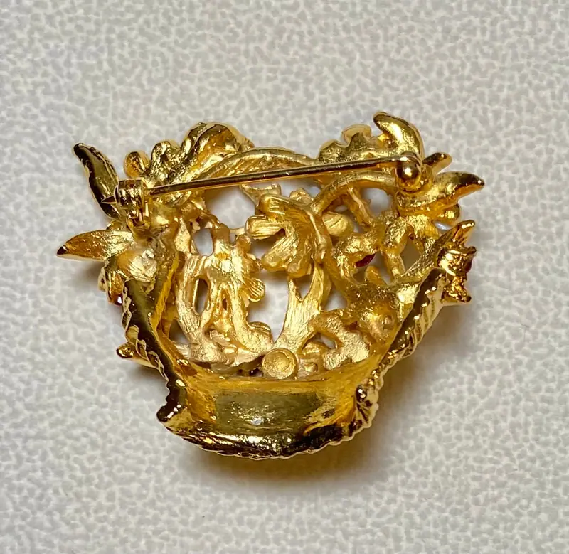 Flower Basket Brooch — Opal, Ruby (2)