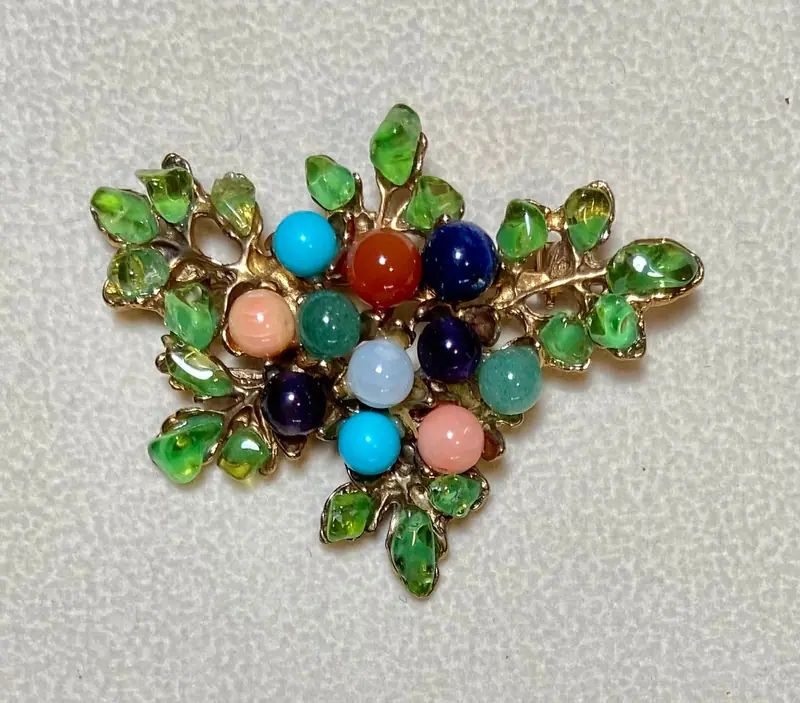 Flower Brooch — Peridot, Multi-Stone