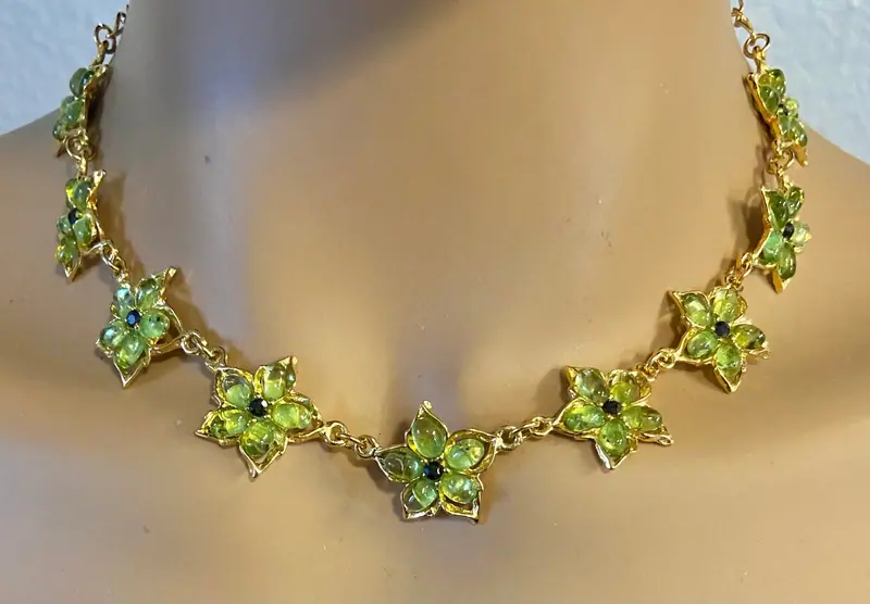 Flower Necklace — Peridot, Sapphire