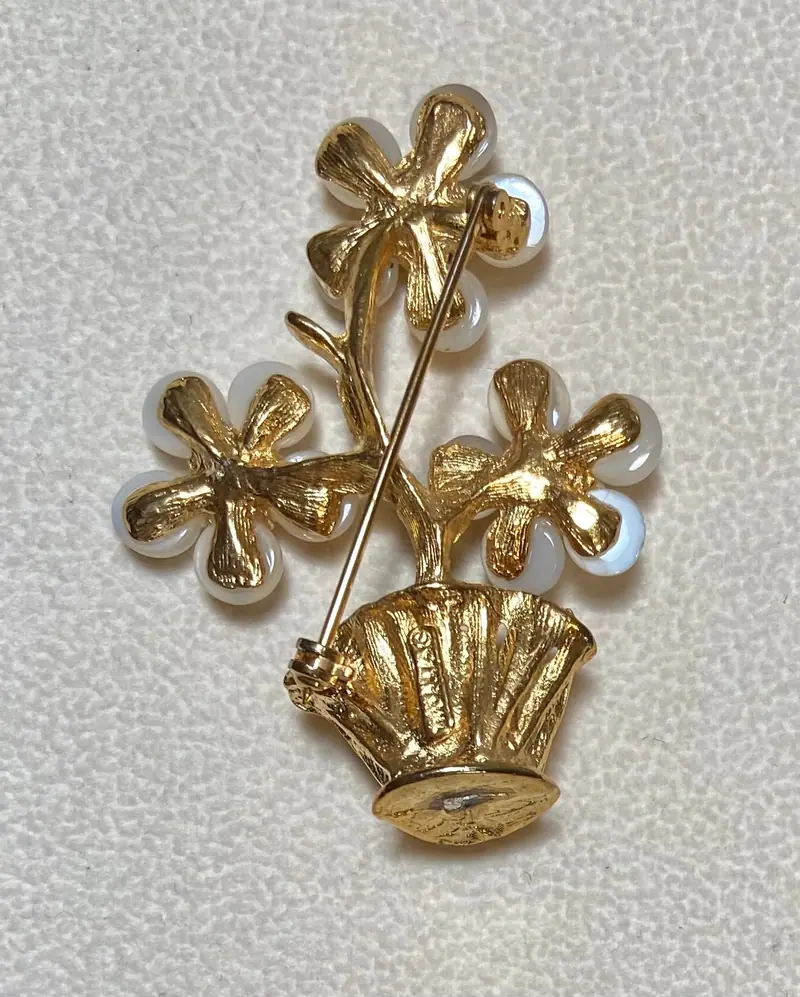 Flower Pot Brooch — Moonstone, Ruby (2)