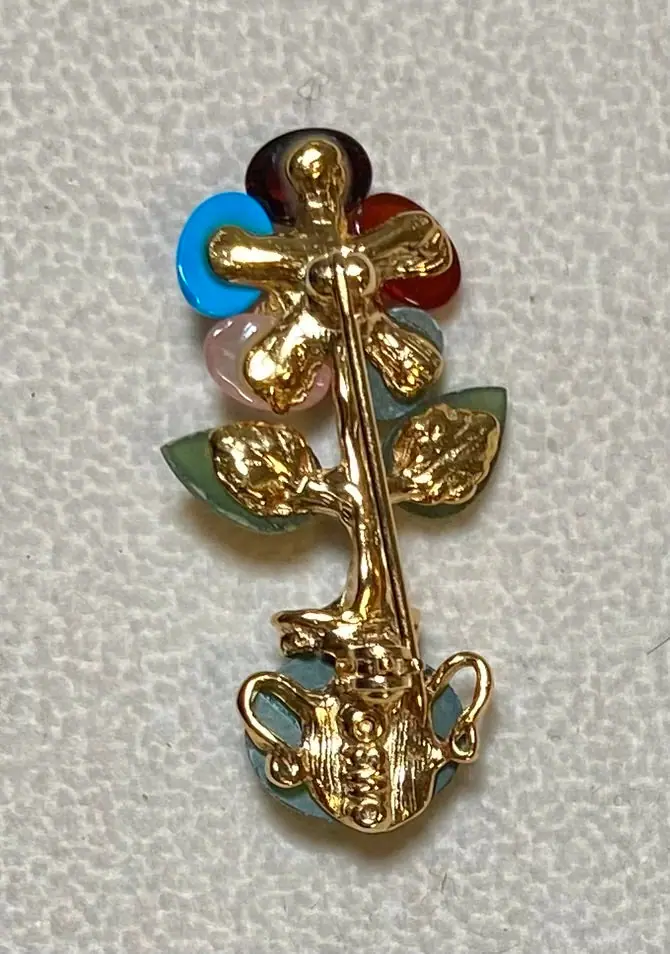 Flower Vase Brooch — Jade, Multi-Stone (2)