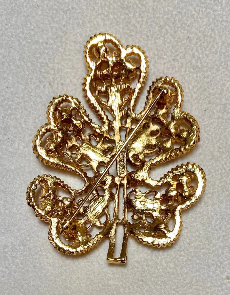 Leaf Brooch — Opal, Coral (2)