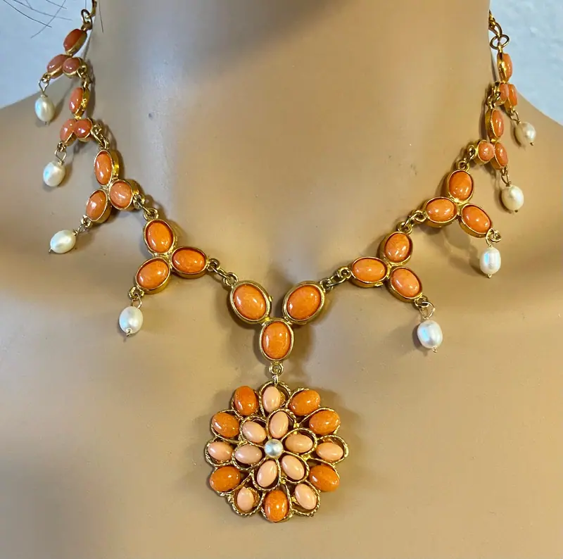 Swoboda Necklace — Coral, Pearl (2)