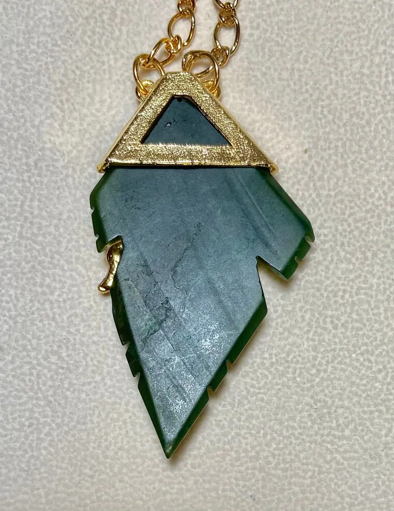 Swoboda Necklace — Jade Leaf Necklace with Horse and Rider (3)