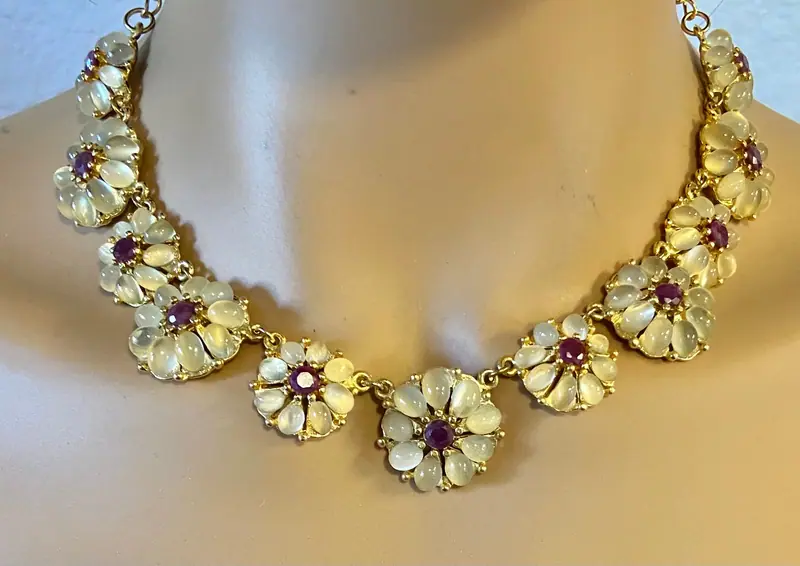 Swoboda Necklace — Moonstone, Ruby