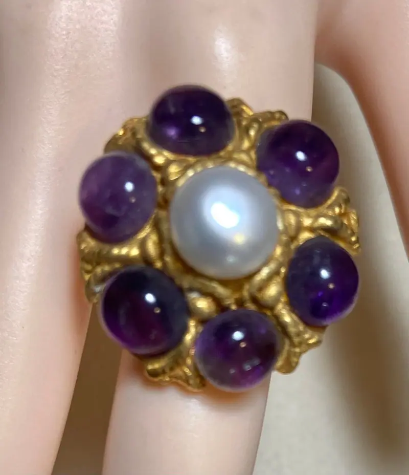 Swoboda Ring — Amethyst, Freshwater Pearl