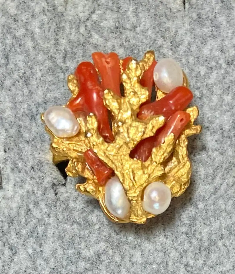 Swoboda Ring — Coral, Freshwater Pearl