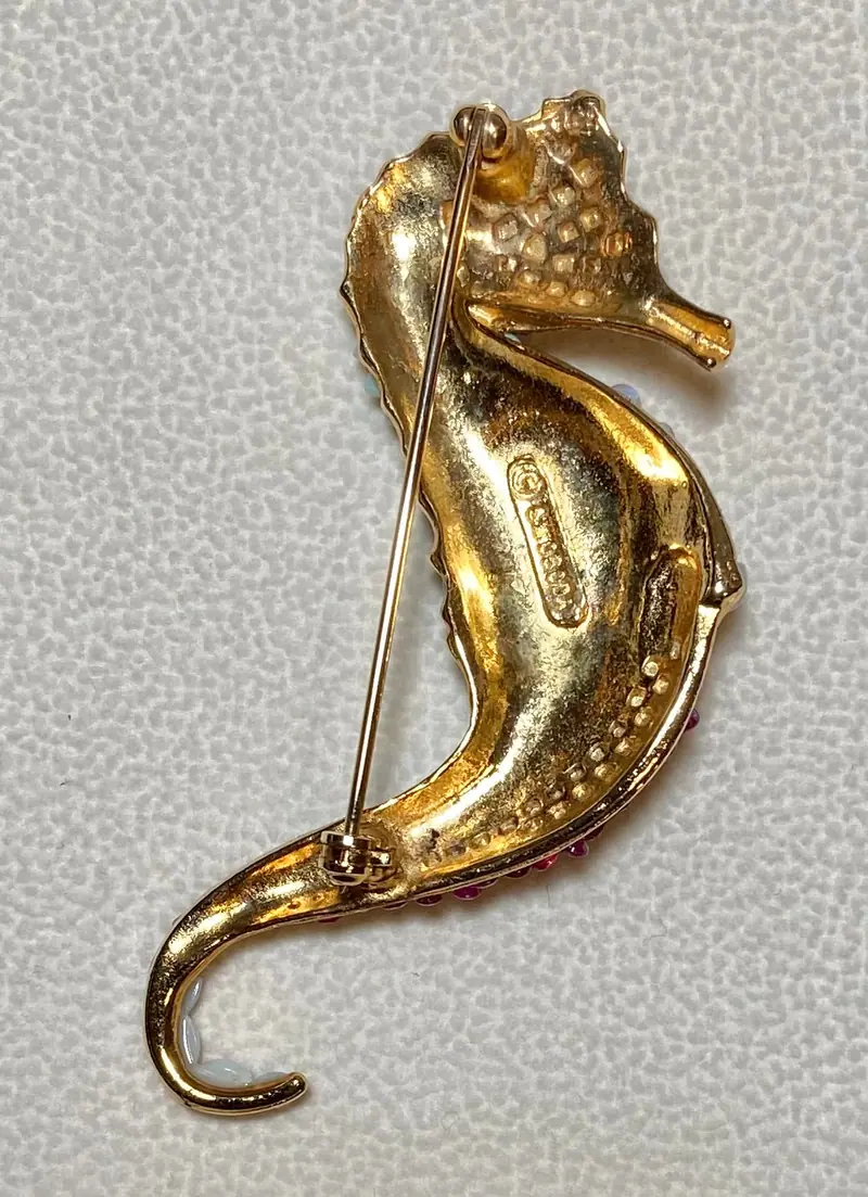 Seahorse Brooch — Opal, Ruby, Emerald Eye (2)