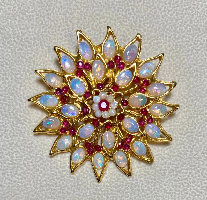 Starburst / Brooch — Opal, Ruby