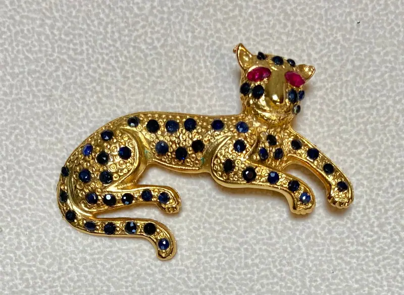Tiger Brooch — Sapphire, Ruby