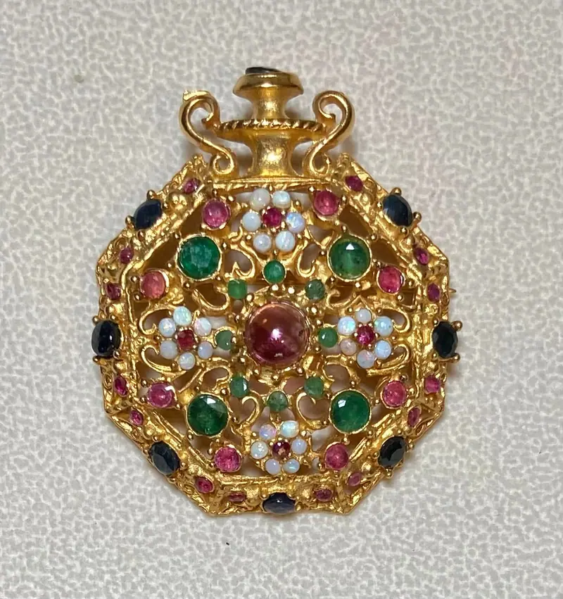 Watch / Brooch — Ruby, Sapphire, Emerald, Opal