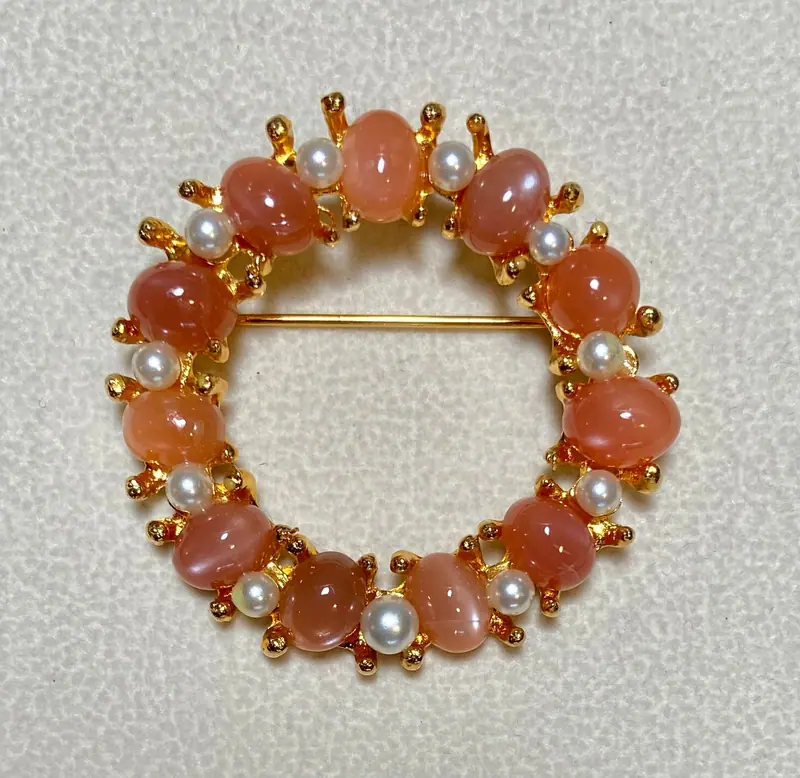 Wreath Brooch — Moonstone, Pearl